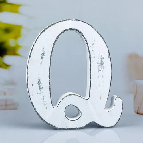 Vista 9 de Letras rústicas de madera blanca de 6 pulgadas, letras de madera sin terminar para decoración de pared, letras blancas retro de pie, decoración