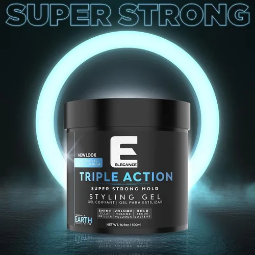 Vista 3 de E Elegance Earth Fragrance Gel para el cabello de triple acción para hombres y mujeres - Sujeción súper fuerte, volumen extremo y brillo de larga