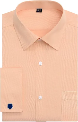 Vista 10 de J.VER Camisas de vestir con puños franceses para hombre, ajuste regular Verde militar