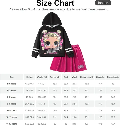 Vista 7 de LOL Surprise Conjunto de falda de manga larga con capucha para niña conjunto de 2 piezas conjunto de ropa de invierno