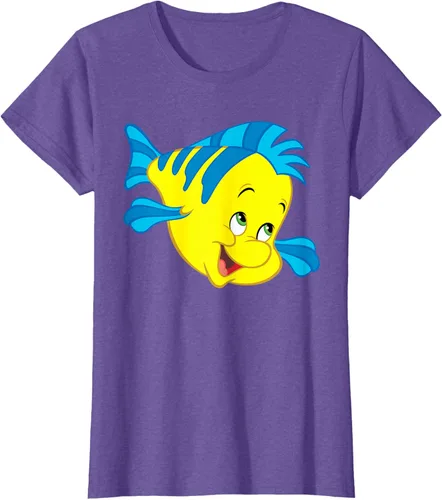 Vista 22 de Disney Camiseta de disfraz de cara grande de la Sirenita Flounder Sidekick