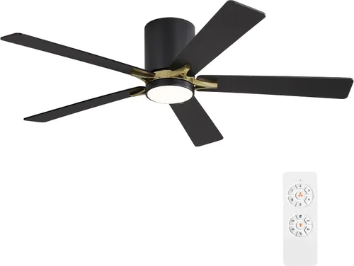 Vista 10 de WINGBO Ventilador de techo de montaje empotrado CC de 48 pulgadas con luces, motor CC reversible de 6 velocidades, 3CCT, ventilador de techo