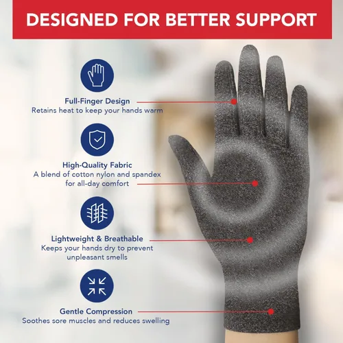 Vista 4 de Doctor Developed Full Fingered Arthritis Compression Gloves Men and Women for Arthritis, Raynauds Disease & Carpal Tunnel