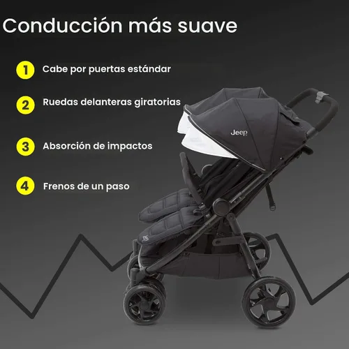 Vista 5 de Cochecito doble lado a lado ultraligero Jeep Destination, Midnight