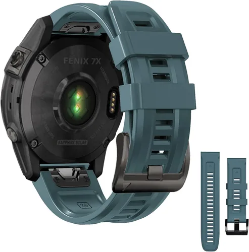 Vista 7 de Threeeggs Correa de reloj Quickfit de 1.024 in para Garmin Fenix 7X 6X 5X, correa de silicona para Fenix 8 2.008 in, Fenix 3/3 Sapphire, Descent