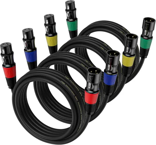 Vista 7 de EBXYA Paquete de 4 cables XLR de 3 pies, cable de micrófono macho a hembra con cable de altavoz blindado equilibrado