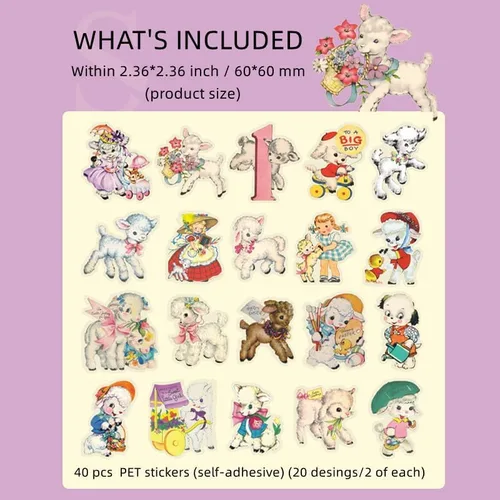 Vista 2 de Pegatinas de PET para álbum de recortes, lindo Mianyang estético papel diario, planificador de papel basura, suministros decorativos, 40