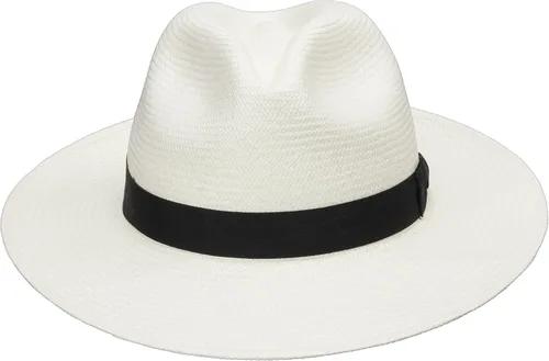 Vista 3 de Ultrafino Classic Fedora Paja Panamá Sombrero Tejido a Mano en Ecuador Marfil