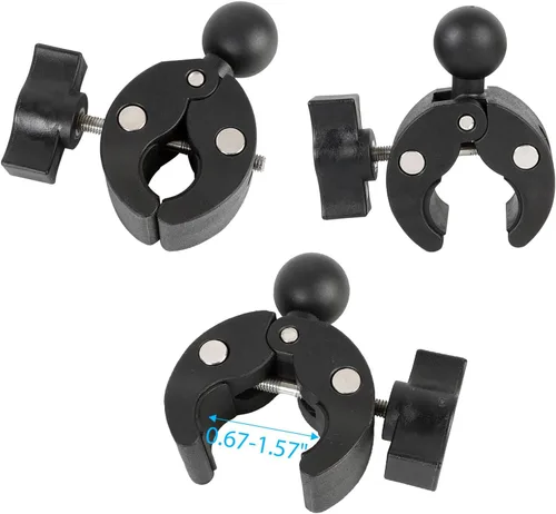Vista 4 de Adaptador de bola de 1 pulgada para base de montaje de abrazadera de manillar con brazo de doble enchufe de 2.36 pulgadas, compatible con soportes