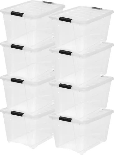 Vista 17 de IRIS USA Contenedores de almacenamiento de plástico apilables de 6 cuartos de galón con tapas, paquete de 3 - Sin BPA, fabricado en EE.UU.
