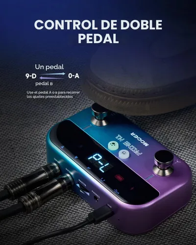 Vista 7 de MOOER Amplificador de auriculares con procesador multiefectos M1, pedales de guitarra bajo con 128 modelos de efectos de guitarra, 21 modelos