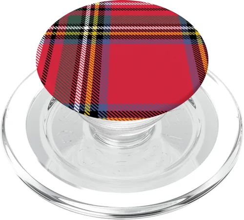 Vista 8 de PopSockets de Navidad a cuadros rojos PopGrip intercambiables