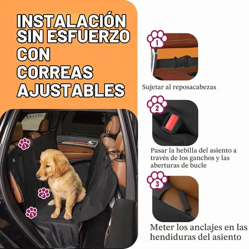 Vista 4 de Active Pets Funda Impermeable Tipo Hamaca Estándar para Asiento de Automóvil, Se Adapta a Sedanes, Hatchbacks, Crossovers, Cupés, Vehículos Naranja
