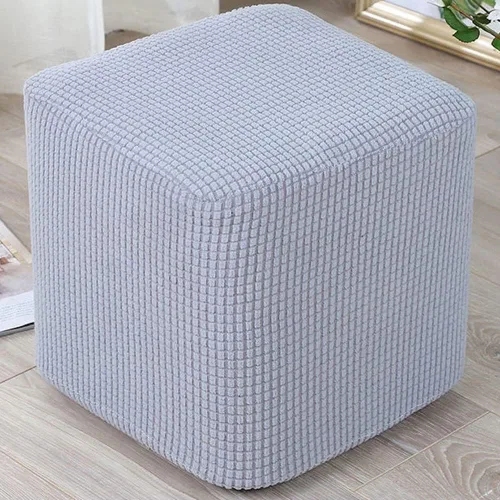 Vista 6 de Fundas elásticas para otomanas, fundas protectoras para taburetes, fundas cuadradas suaves para fundas cuadradas, color gris, negro y marrón, sofá