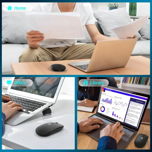 Vista 8 de MAGIC-REFINER X1 - Mouse inalámbrico para computadora portátil con nivel de batería visible, mouse USB ultra delgado portátil de 2.4G, clic