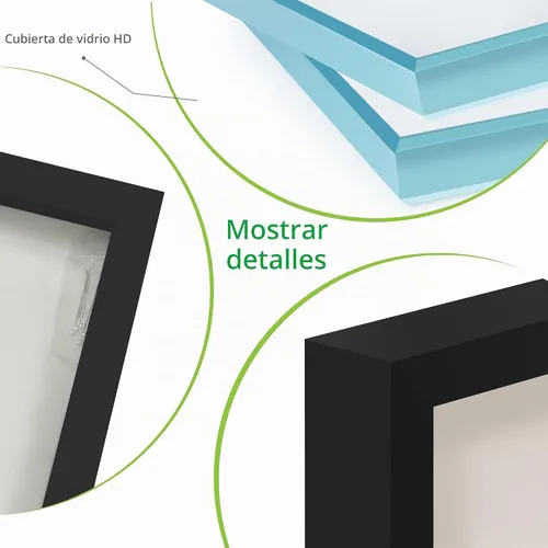 Vista 4 de FrameWorks Marco de Caja de Sombra de Madera Negra de 8" x 8" – Vitrina con Parte Trasera de Fieltro Suave, Caja de Memoria con Vidrio Templado Negro
