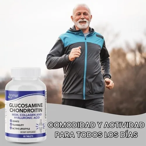 Vista 4 de Arymar Suplemento de glucosamina, condroitina, MSM, colágeno y ácido hialurónico 60 tabletas