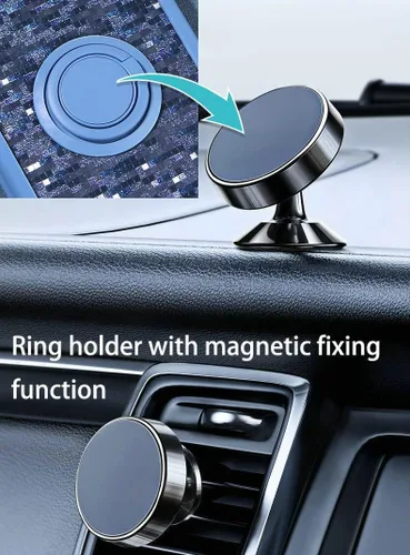 Vista 4 de Case Compatible with Celular Kalley Element 5+Plus Phone Case PC backplane + Silicone Soft Frame Cover [360 Metal Ring, Magnetic Car Mount] TZZH-LAN