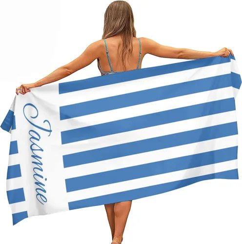 Vista 15 de Toallas de playa personalizadas para niños y adultos, toallas de playa a rayas personalizadas con nombre, toallas de microfibra sin arena