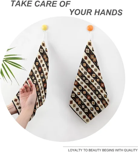 Vista 4 de Decorative Hand Towels for Bathroom - Retro Pattern A Print Soft Absorbent Small Bath Hand Towels for Kitchen, Farmhouse, Spa, Hotel, Guest Tea and