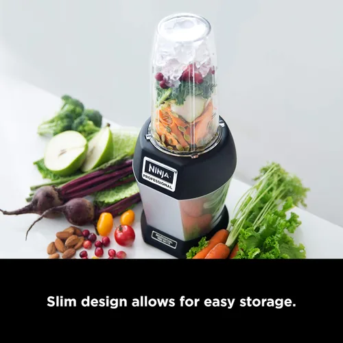 Vista 4 de Ninja BL450C, Licuadora personal Nutri Pro para jugos, batidos y batidos, tazas de 18 y 24 onzas, negro/plata, 900 W (versión canadiense)