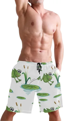 Vista 5 de Sinestour - Bañador para hombre (secado rápido, con bolsillo), diseño de ranas