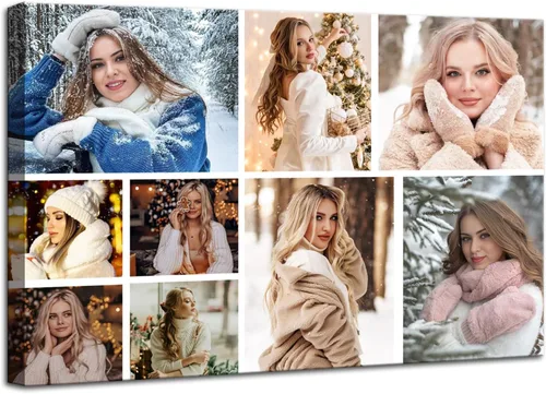 Vista 12 de ZHIYYHAO Impresiones en Lienzo Personalizadas con Tus Fotos Collage Enmarcado Cuadros Múltiples Personalizados en Lienzo Arte de Pared para Sala