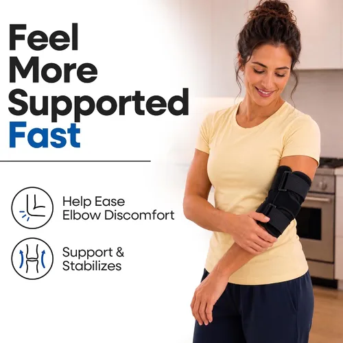 Vista 4 de Codera para tendinitis de codo Soporte de túnel cubital para dormir Soporte de brazo y manga de compresión inmovilizadora para alivio del dolor