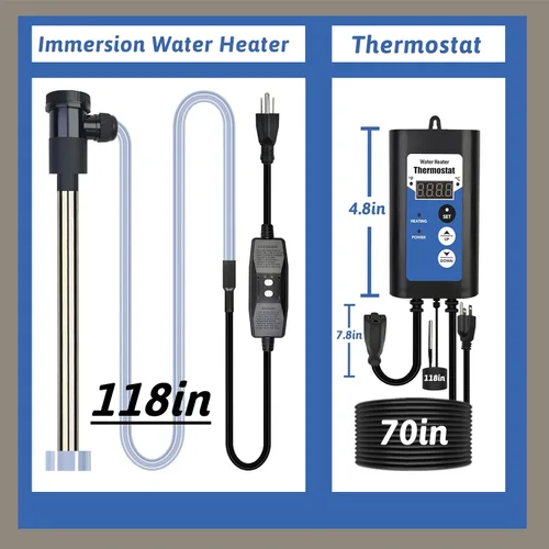 Vista 4 de Calentador de agua de inmersión de titanio de 2000 W, portátil, eléctrico, bañera de hidromasaje y calentador de agua sumergible para piscina
