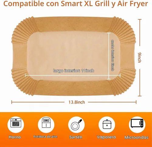 Vista 5 de Ninja Smart XL Air Fryer Liners - 120 Pcs Disposable Parchment Paper Rectangular For Ninja Foodi Air Fryer Accessories