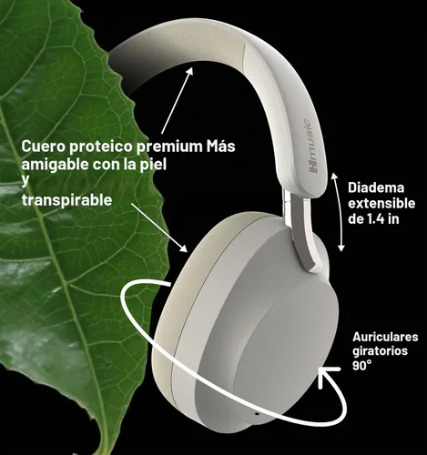 Vista 7 de Hmusic MS04 Auriculares Bluetooth con cancelación activa de ruido sobre la oreja 4-Mic Hybrid -40dB ANC Bluetooth Headset, 2-ENC Mic, 80H