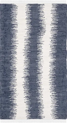 Vista 19 de Alfombra de algodón tejido a mano, color azul. Colección Montauk MTK751A, de Safavieh, Algodón, Azul