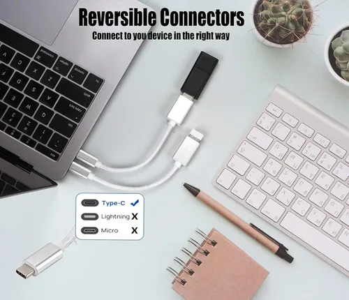 Vista 2 de OTG - Adaptador USB-C 3.0 (paquete de 2) compatible con ZTE Blade V8 Pro a funciones múltiples rápidas para respaldo, teclado, ratones