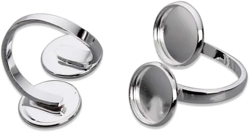 Vista 6 de EXCEART 10 piezas de soporte de anillo ajustable base de anillo bandeja de anillo soporte redondo en blanco base de cabujón bandeja de servir