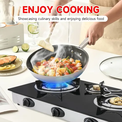 Vista 5 de Cocina de gas propano, estufa de gas de 3 quemadores portátil, vidrio templado de 0.28 pulgadas, encendido automático, 3 quemadores GLP para RV
