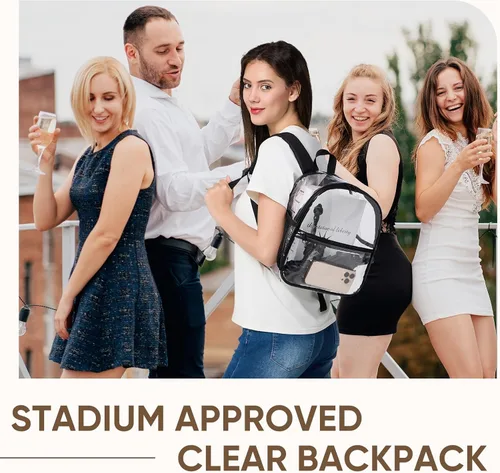 Vista 5 de JOWURY Mochila transparente aprobada para estadios de 12 x 6 x 12, bolsa transparente para eventos de estadio, hecha de plástico PVC impermeable