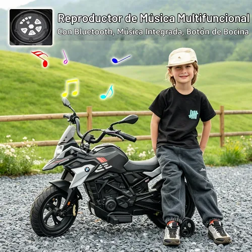Vista 6 de Motocicleta eléctrica con licencia BMW G310 de 24 V para niños, color negro