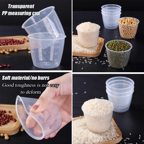 Vista 7 de AKOAK Taza medidora de arroz transparente de plástico, taza medidora de olla arrocera de 5.4 fl oz, taza medidora de arroz de doble escala