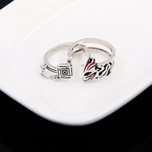 Vista 7 de Ealipoi Kurosaki Ichigo Anillo Anime Zangetsu Cosplay Anillos Aleación Accesorios Ajustables para Mujeres Hombres Regalo 3 Piezas, Metal, Venturina