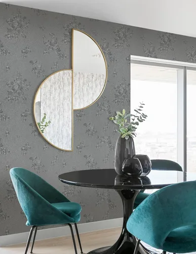 Vista 6 de Erfoni Papel de contacto gris de 78.7"x17.7" papel tapiz gris para despegar y pegar, papel tapiz engrosado floral en relieve, papel tapiz vintage