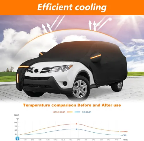 Vista 6 de Funda de coche para Toyota RAV4 2012-2025 XA30 XA40 XA50 impermeable forro de algodón PEVA cubierta exterior resistente al viento protección UV