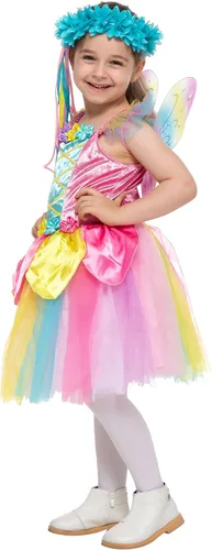 Vista 3 de Spooktacular Creations Disfraz de hada arco iris, disfraz de hada de unicornio para niñas, disfraz de cuento de hadas, disfraz de princesa