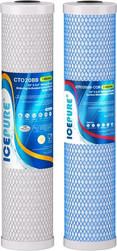 Vista 13 de ICEPURE 1 Micrón 50.8 cm x 11.4 cm Cartucho de filtro de agua de carbón activado de cáscara de coco CTO para toda la casa, reemplazo para FC25B