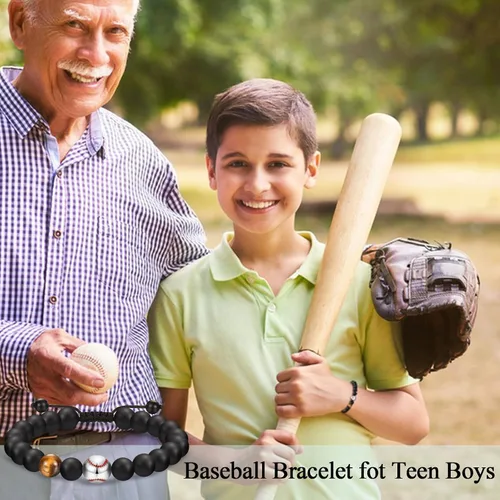 Vista 7 de EFVISD Pulsera de fútbol, baloncesto, béisbol, hockey para regalos para niños jugadores amantes de equipos, hijo, nieto, hermano, sobrino, amigo