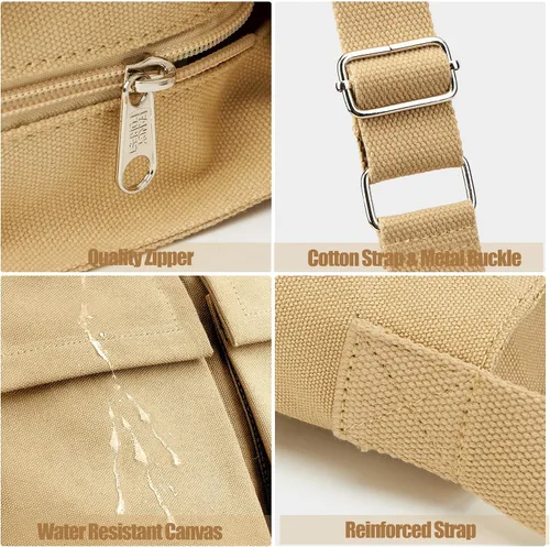 Vista 6 de KALIDI - Bolsa de lona tipo mensajero, bolsa cruzada grande para mujeres u hombres, bolsa de hombro de lona casual para la universidad, trabajo