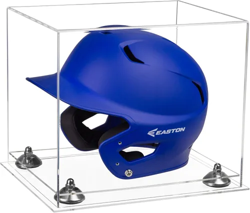Vista 47 de Better Display Cases Vitrina acrílica para casco de bateo de béisbol con espejo, elevadores rosados, montaje en pared y base de espejo (V22/A012)