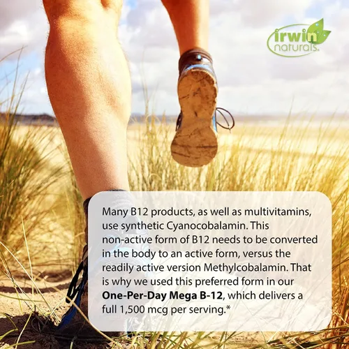 Vista 3 de Irwin Naturals Vitamina de metilcobalamina de alta potencia Mega B-12 de 1,500 mcg, absorción rápida y mejorada con MCT + ginseng asiático, impulso