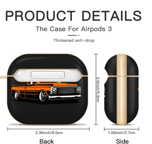 Vista 5 de Funda compatible con AirPods 3 de 3ª generación chapada en oro con llavero protector duro Gen 3 diseñada para Apple AirPod de 3ª generación 2021