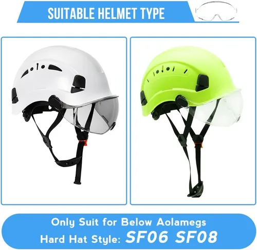 Vista 8 de AOLAMEGS Accesorios para casco duro, visera transparente, material de PC, casco de seguridad, reemplazo de gafas EN 166, aprobado lente