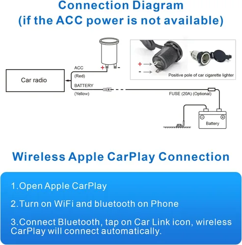 Vista 8 de Radio Estéreo de Coche Doble DIN, CarPlay Inalámbrico Android Auto Inalámbrico, Receptor de Audio de Coche con Pantalla Táctil de 7 Pulgadas